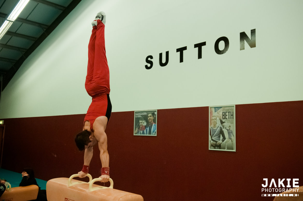 Stef on Handstand on Pommel horse at Sutton gymnastics academy 2014