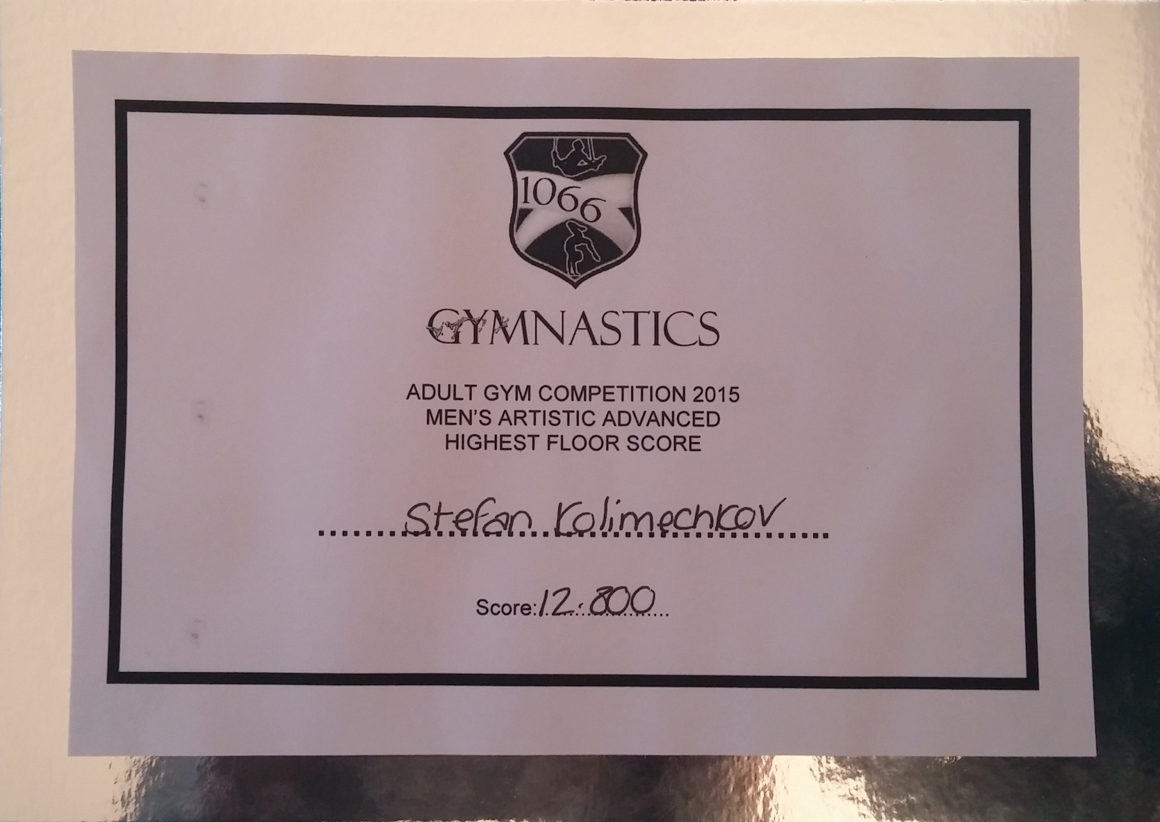 1066 Gymnastics Academy Floor Certificate 2015