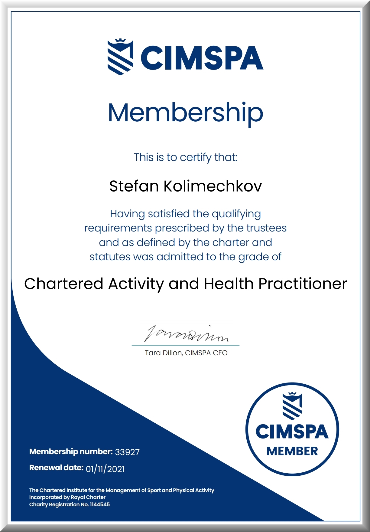 Chartered Activity and Health Practitioner