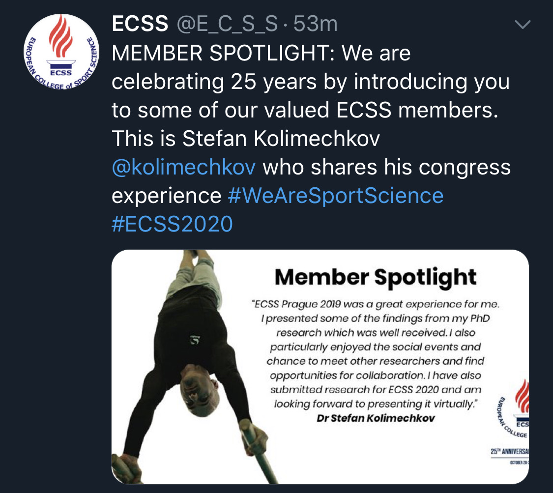 ECSS Spotlight on Twitter - Dr Kolimechkov