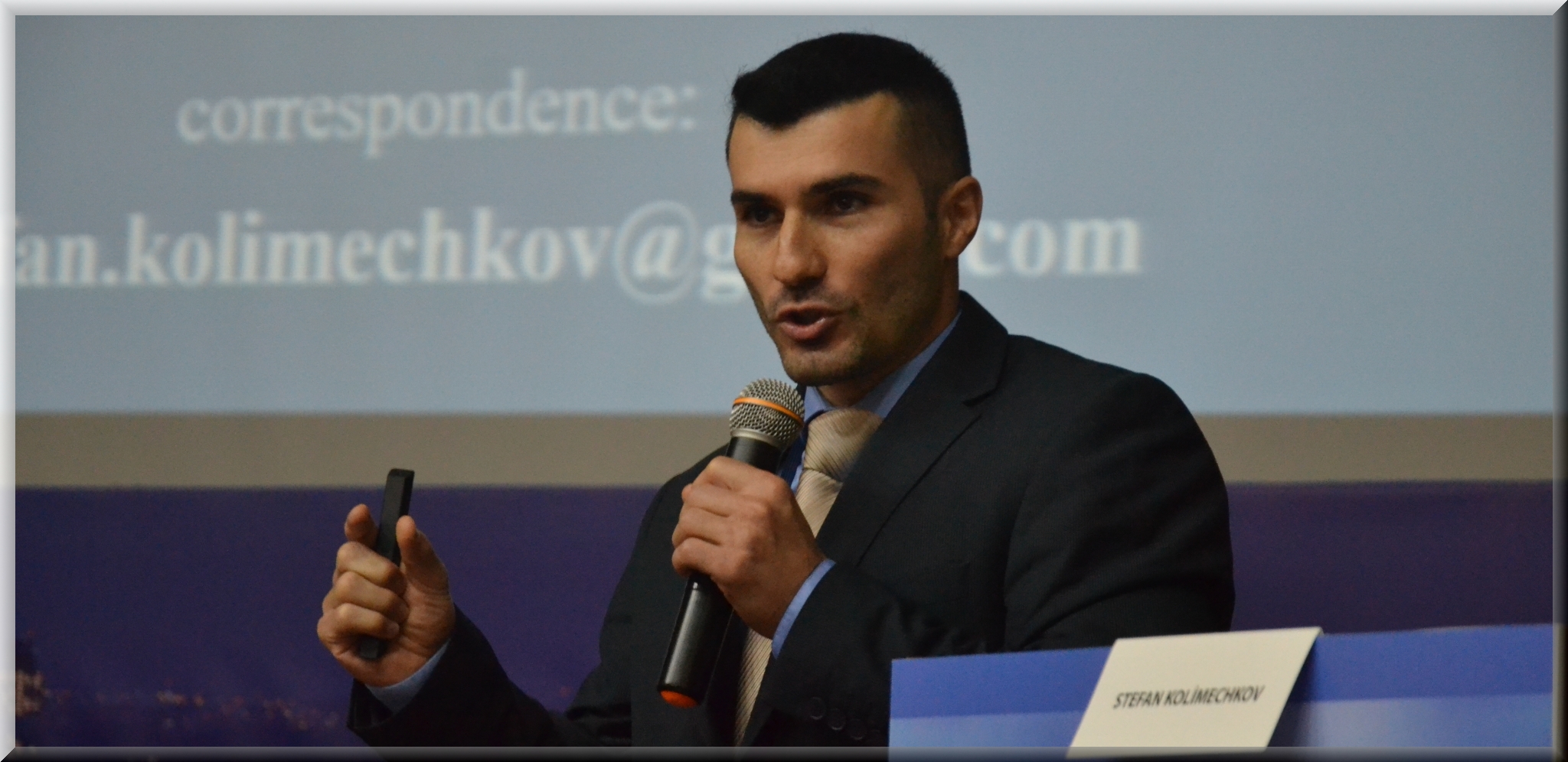 Dr Stefan Kolimechkov presenting at academic conferences