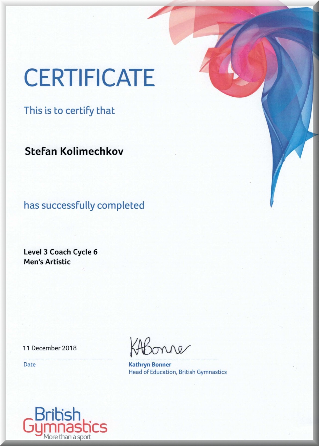 UK Coaching Certificate - Dr Stefan Kolimechkov