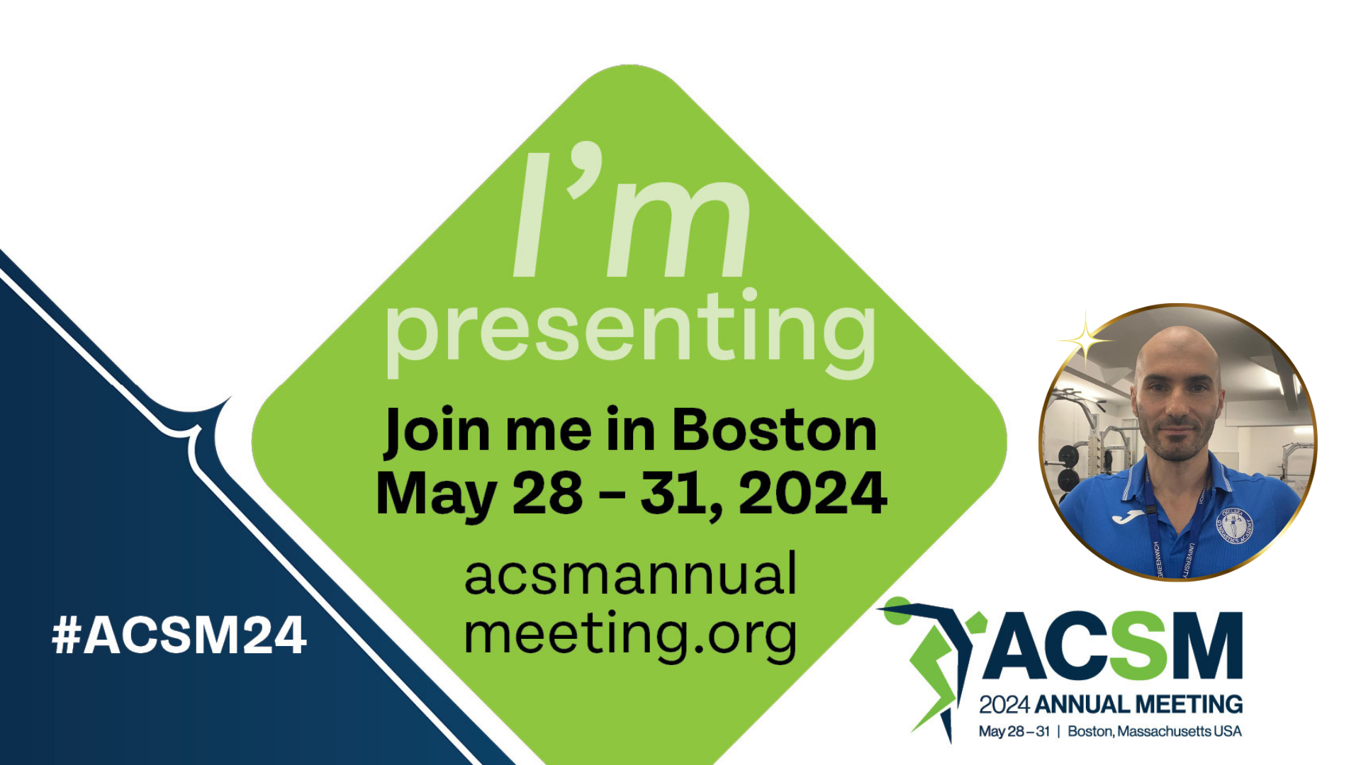 Stefan Kolimechkov PhD is presenting research at the 2024 Annual Meeting of the ACSM in Boston, USA