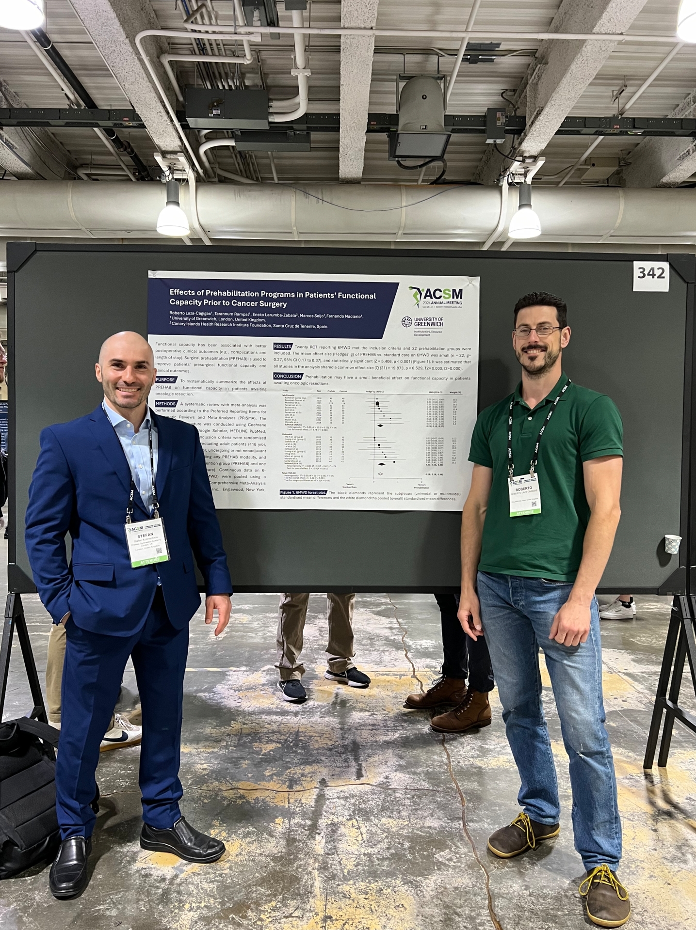 PhD students Roberto and Stefan from the University of Greenwich presented at the 2024 ACSM Annual Meeting in Boston USA