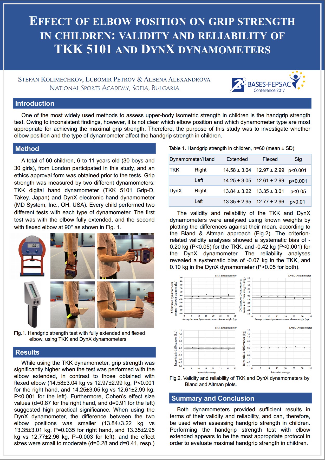 Effect of elbow position on grip strength at the BASES-FEPSAC Conference 2017