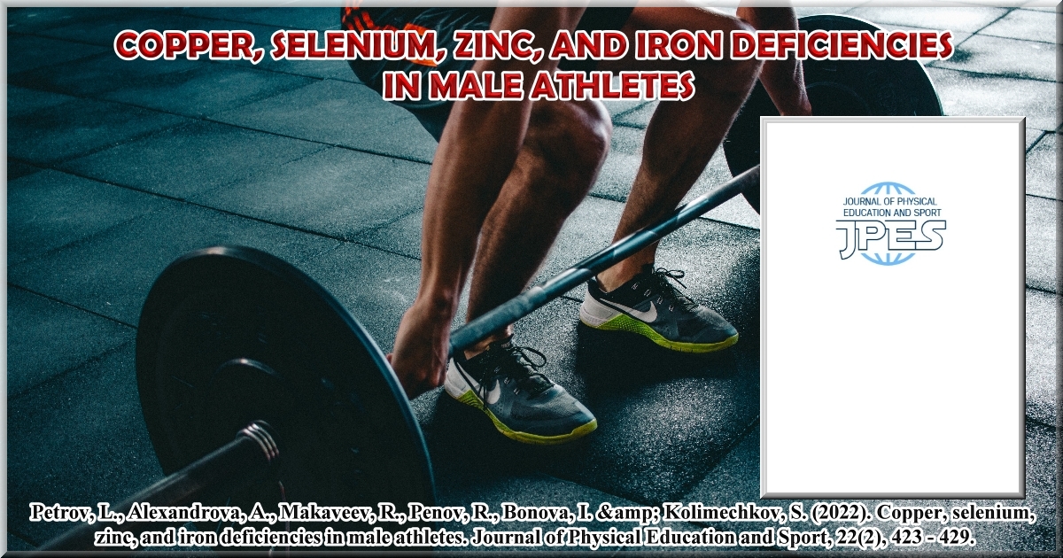 Copper, selenium, zinc, and iron deficiencies in male athletes